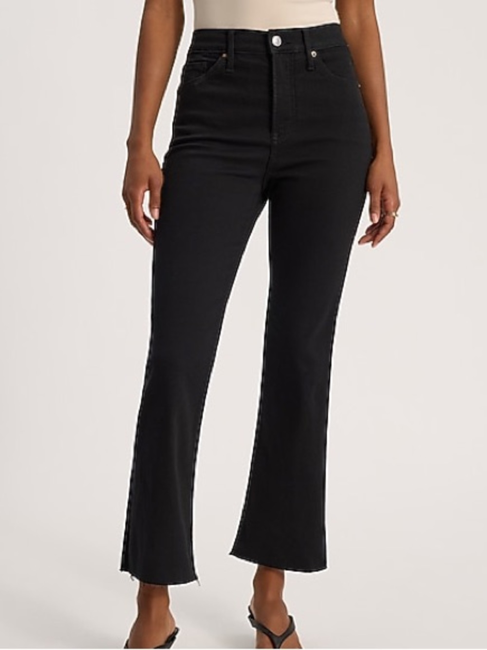 Express Black Women's Cropped Jeans straight ankle high rise stretch - 12